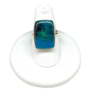 Azurite Chrysocolla Stone Ring Sterling Silver